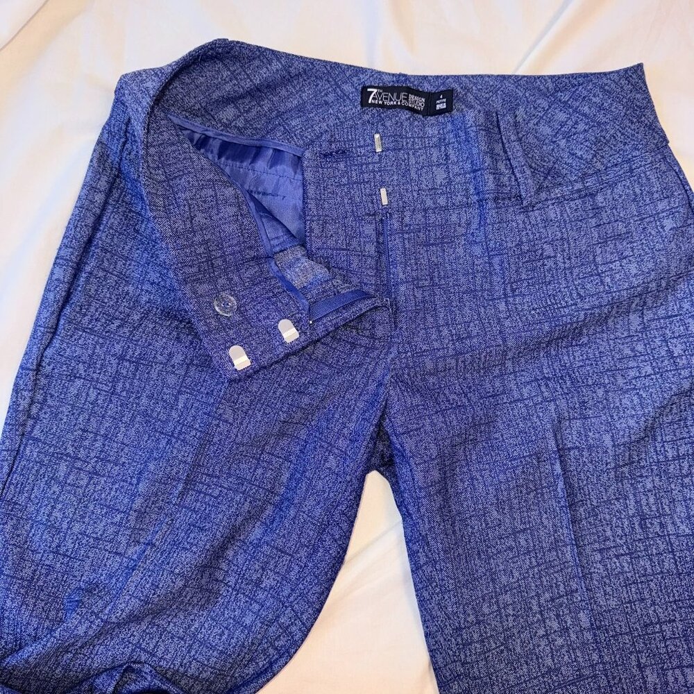 NY&Co 7th Avenue Design Studio – Petite 4 – Blue Textured Stretch Dress Pants